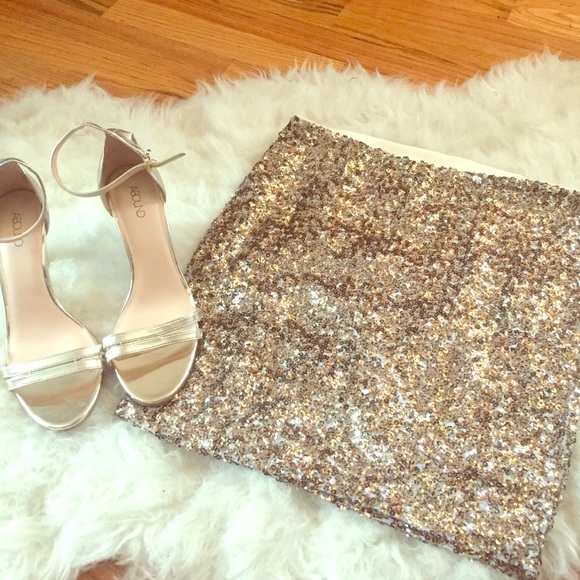 Gold Sequin Mini Skirt