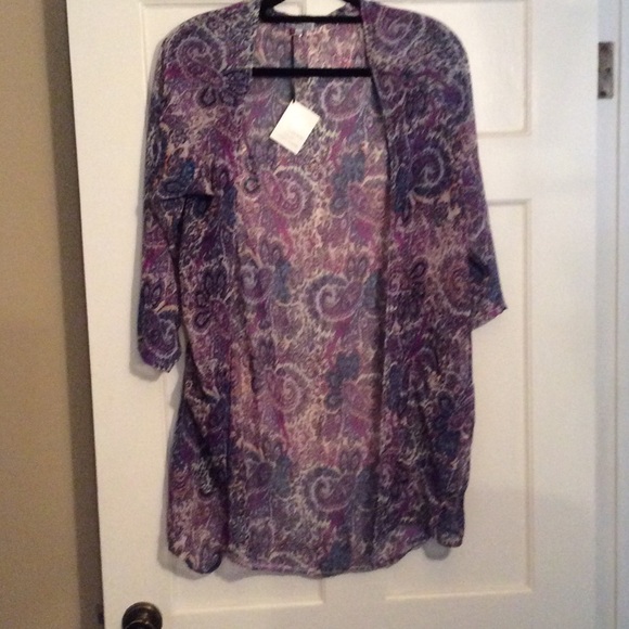 Kimono , 3/4 sleeve , open front 2 pockets,