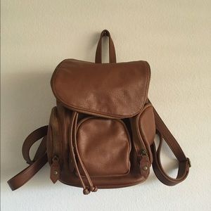 Brown leather backpack