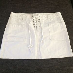White denim mini skirt