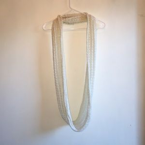 Beige and gold infinity scarf