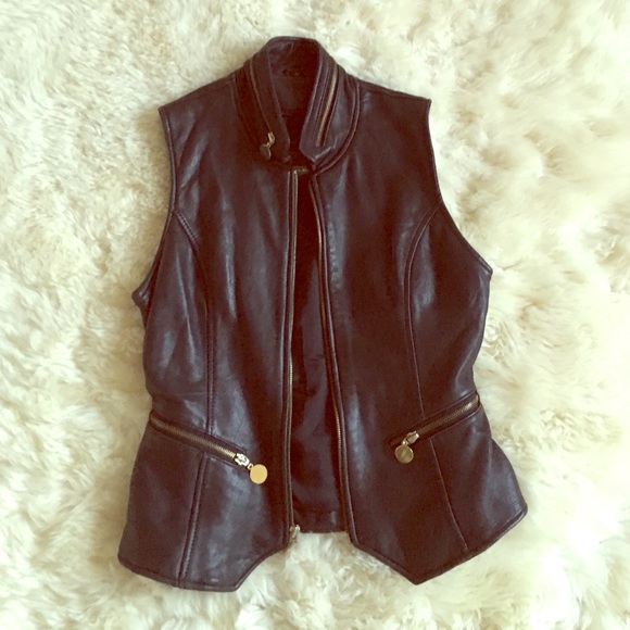 Black and Gold Detail Leather Vest - Picture 1 of 3