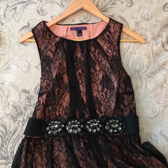 Black and pink lace dress