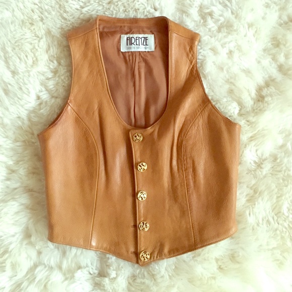 Tan Leather Vest - Picture 1 of 3