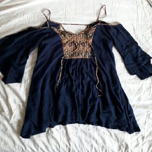 Forever 21 Navy Off-shoulder Tribal dress