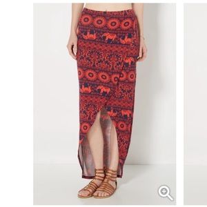 Folk elephant tulip maxi skirt