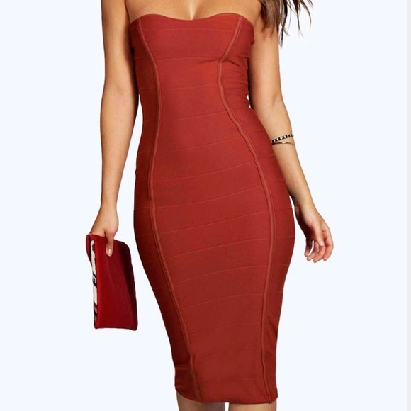Rust Bandage Dress from Boohoo