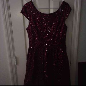 Maroon sequin hoco dress