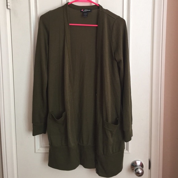 Long Olive Cardigan