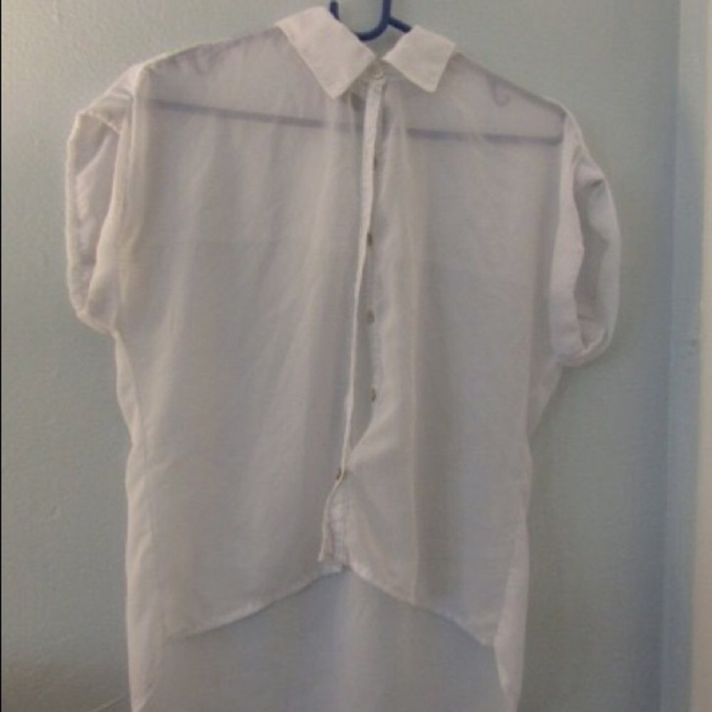 Full tilt sheer white collared top