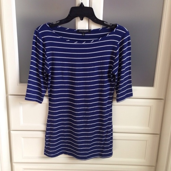 Navy and White Striped Top