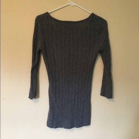 Pink Rose Gray V-Neck Sweater - Picture 2 of 4