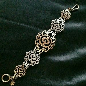 LUCKY BRAND Two Tone Floral Sun Open Work Bracelet