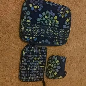 Indigo Pop Vera Bradley iPad case; coin purses
