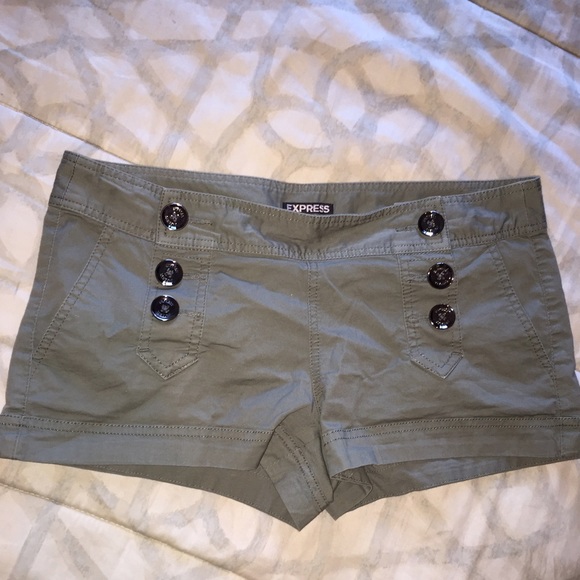 Olive Green Shorts with Buttons