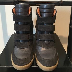 Leather & Suede High Tops in Distressed Blue