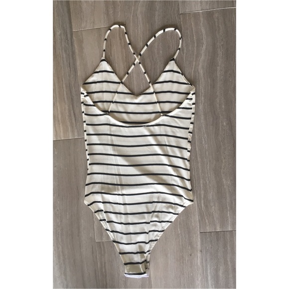 Last One • Criss Cross Back Striped Bodysuit - Picture 3 of 3