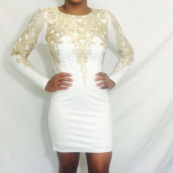 Party dress.. White/gold long sleeve party dress