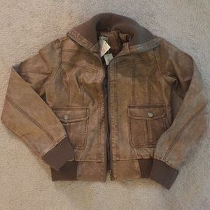 Brown leather jacket