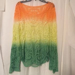 Fun multicolored sheer top