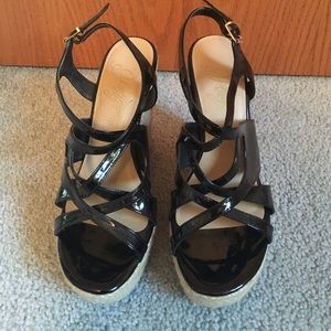 Strapy black wedges