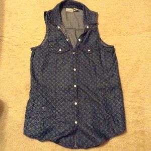 Jean button down tank top
