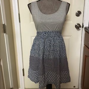 Gray and blue patterned skirt dress with pockets!