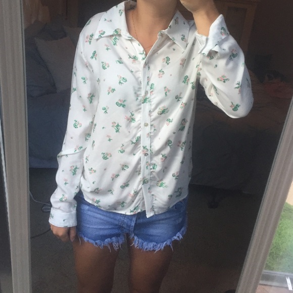 Honeypunch Collared Cactus Shirt- size small