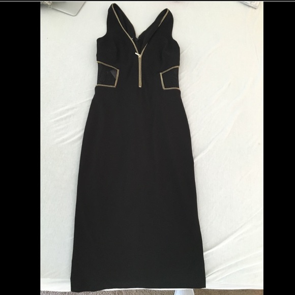 Bebe black midi zipper front sleeveless dress - Picture 2 of 3