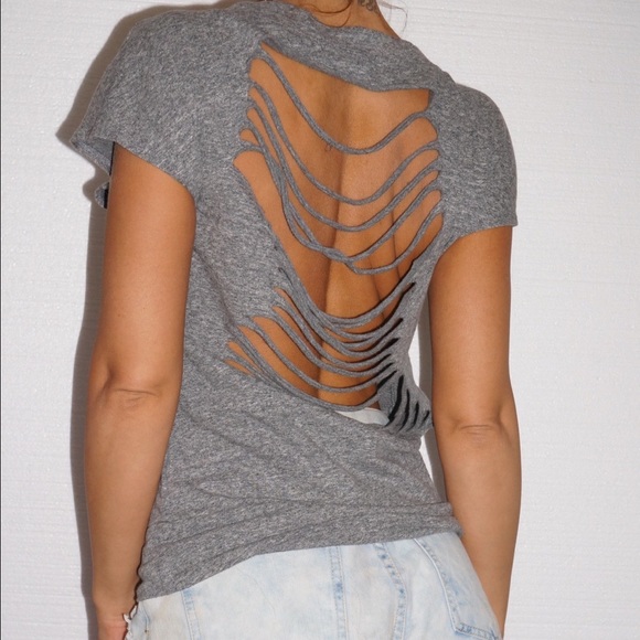 Super sexy Gray BEBE ripped shirt