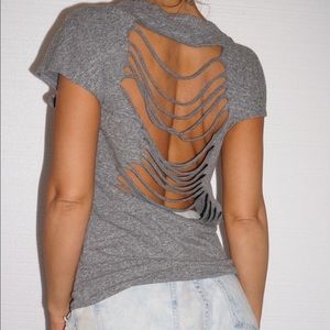 Super sexy Gray BEBE ripped shirt