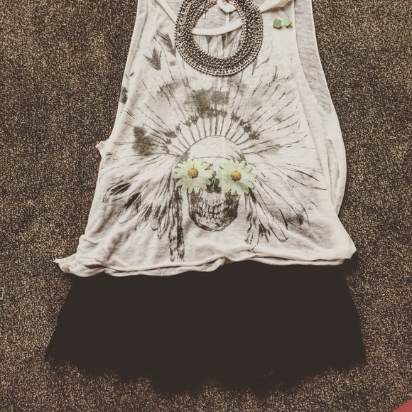 Boho Indian skull tank