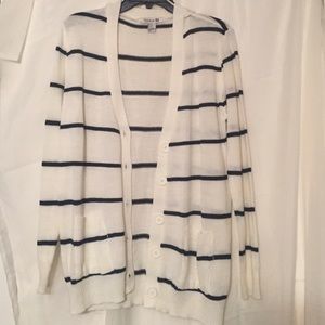 Black and white striped cardigan