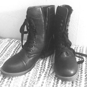 Black combat boots