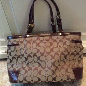 Coach Tote- Signature Print with Leather