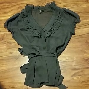 Sheer see thru black blouse