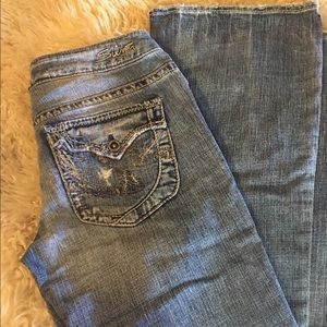 Silver Pioneer Jeans.
