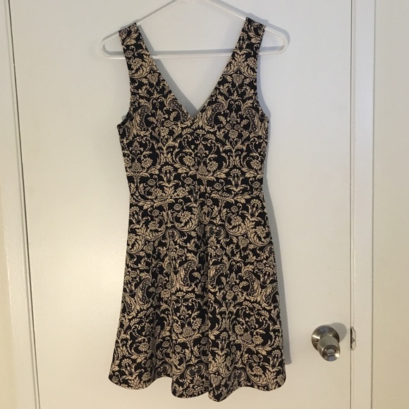 V cut Flared Pattern Dress