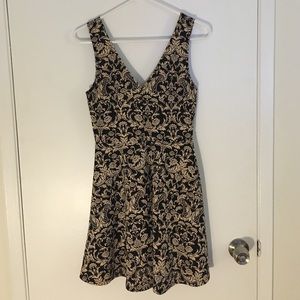 V cut Flared Pattern Dress