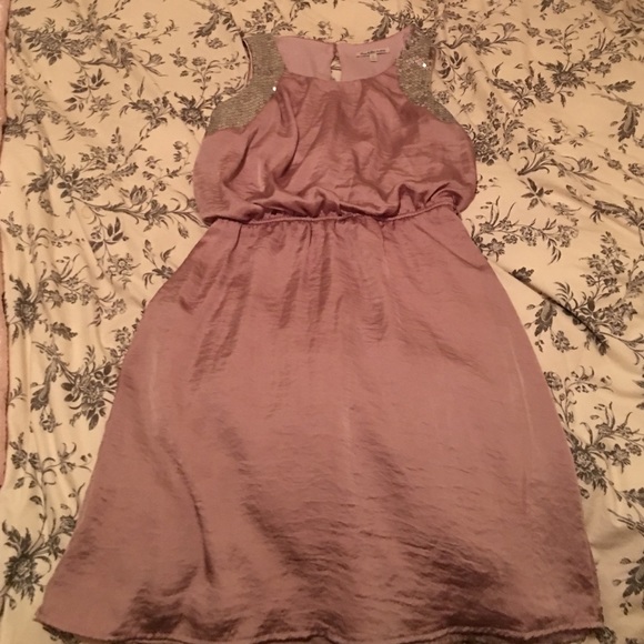 Beautiful pink dress with silver sequin accents