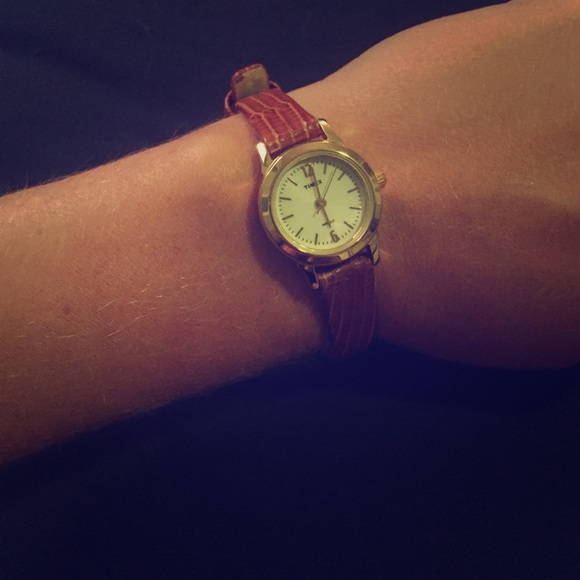 Brown leather and gold Timex watch