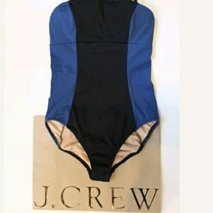JCREW  colorblock bandeau one-piece NEW
