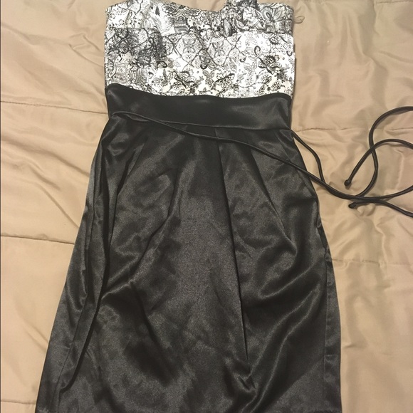 black and white floral satin dress