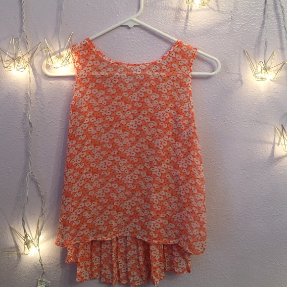 Orange floral blouse