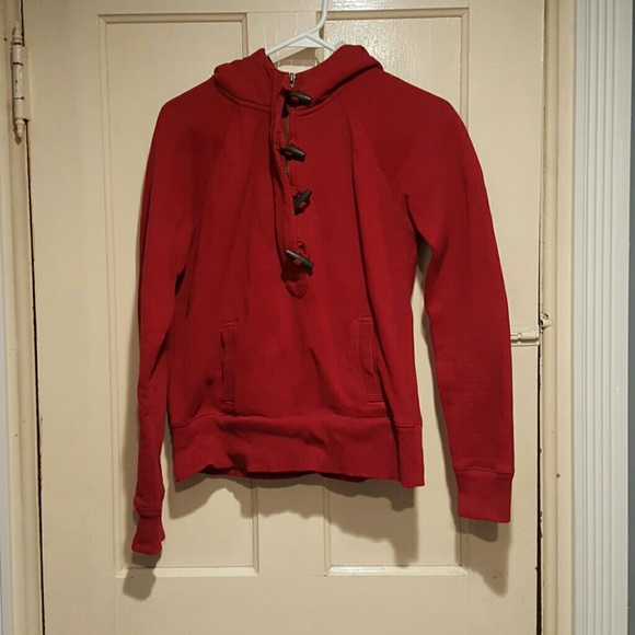 Red hooded sweatshirt