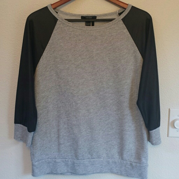 Forever 21 pleather-sleeved top - Picture 3 of 4