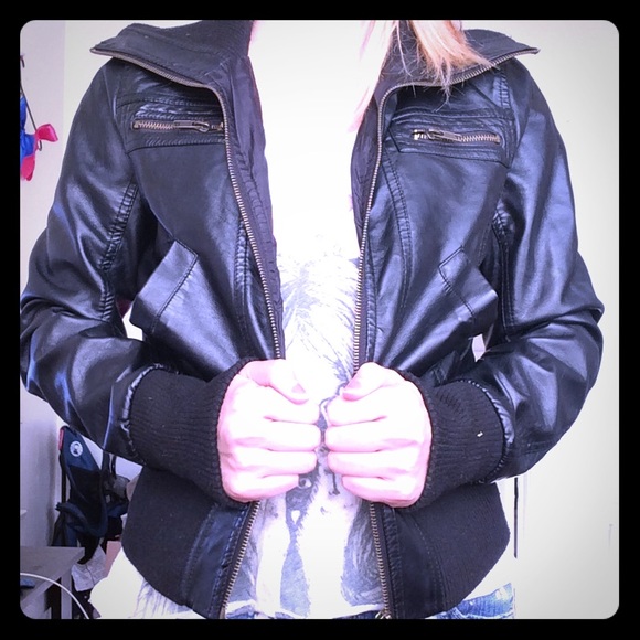 Faux-leather jacket
