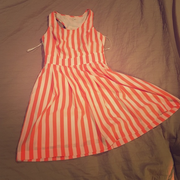 Coral striped boutique dress