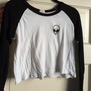 John Galt Alien Crop Top Baseball T Size S/M