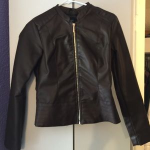 Kardashian Kollection brown leather jacket